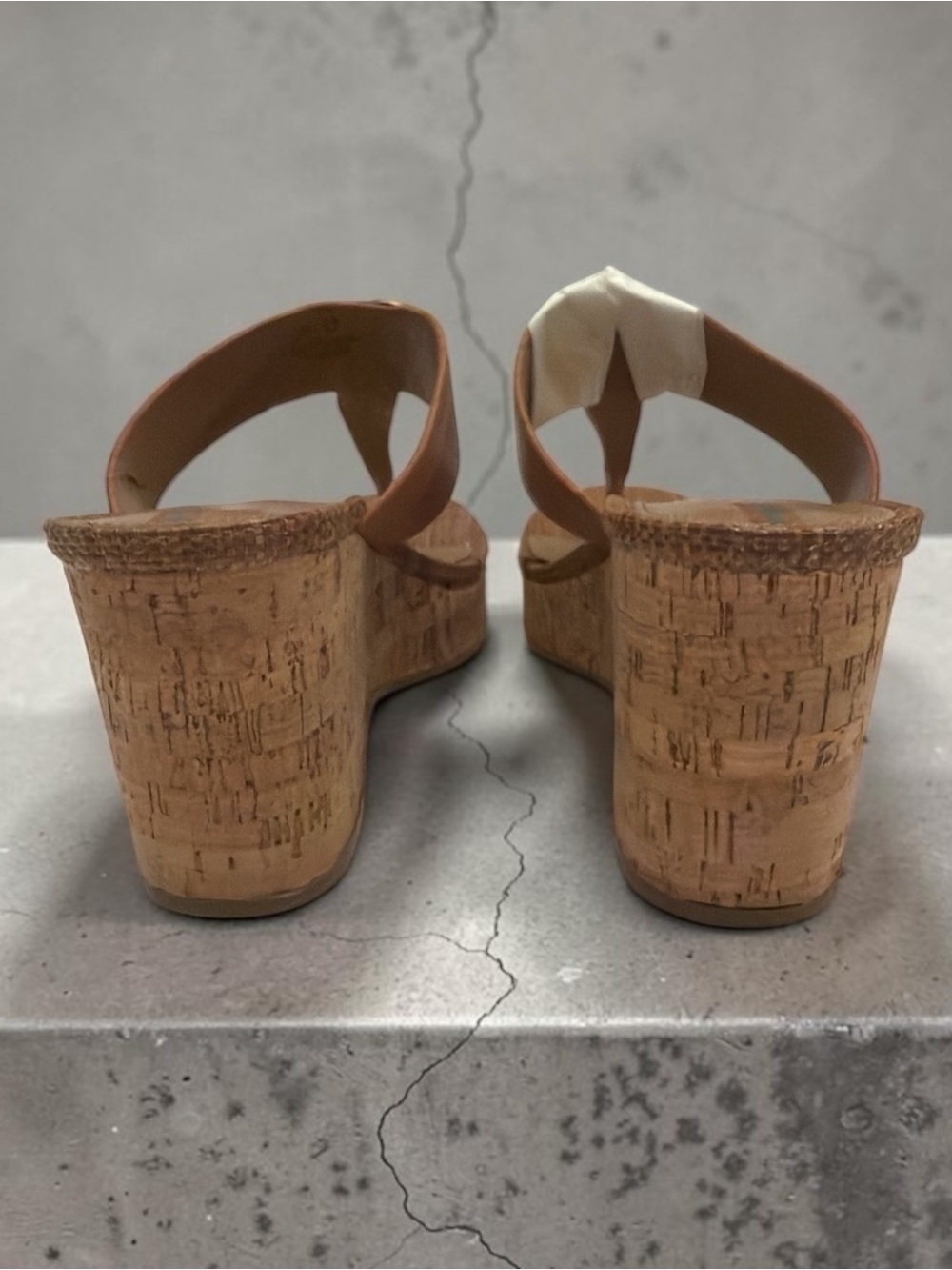 Sam Edelman Brown Cork Thong Wedge Sandals with Gold Accent - Picture 4 of 5